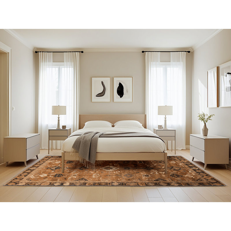 Tapis brun lavable à la machine, Rectangle de 5 pi x 8 pi