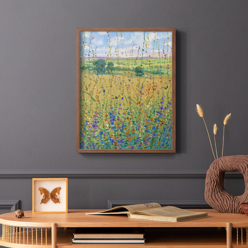 Wildflower Path I, reproduction encadrée - bois massif, Brun, H 28 po x l 22 po