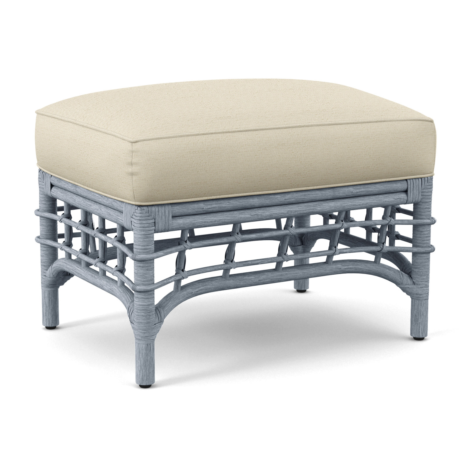 Luca Upholstered Ottoman, Sea Glass, Ivory Crypton Performance; 0886-91