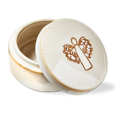 Angel Trinket Dish with Lid - Decorative Ceramic Tray for Christmas, Multicolor, 4x4x2.24 inches, Easy Wipe Clean