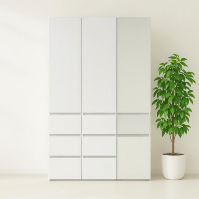 Elise Modular Wood Closet System With Mirror In White