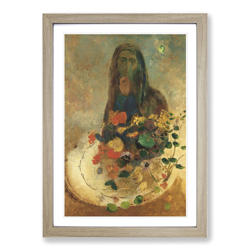 Mystery by Odilon Redon - Picture Frame Painting, 48cm H x 36cm W x 2cm D, Oak Framed