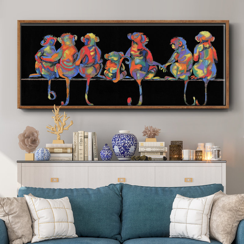 Fun Monkeys - toile encadrée, H 12 po x l 30 po
