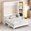 Lit double en blanc avec bureau et rangement pour échecs, bois de pin, pliable et peu encombrant avec finition, frisbees, construction, longue durée