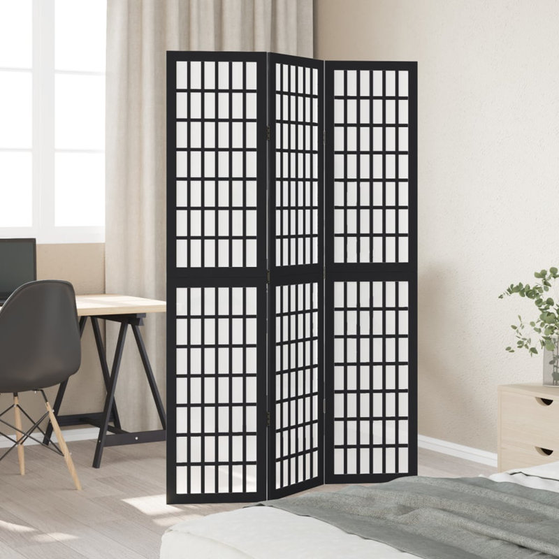 Folding Room Divider, 180cm H x 110cm W x 1.6cm D, Black