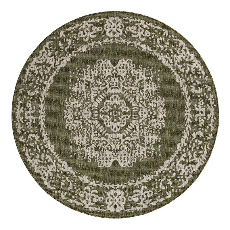 Cowie Green/Gray Rug, Round 6'1"