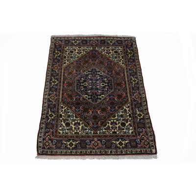 Tapis unique en laine noué à la main 3 pi 10 po x 2 pi 8 po Jeroen