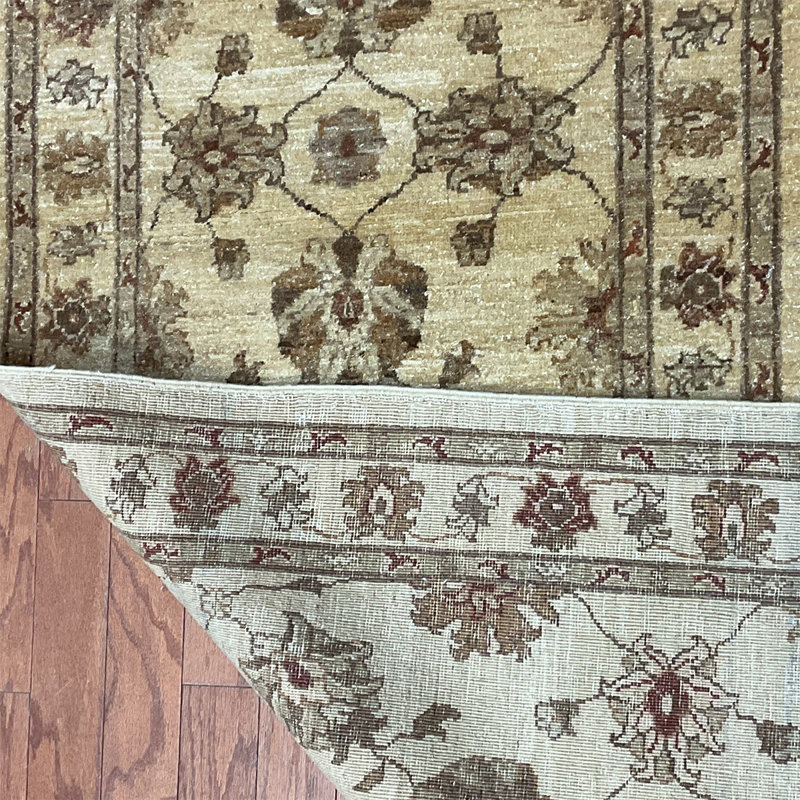 Tapis de couloir Ivoire en Tapis décoratif laine noué à la main de conception unique 2 pi 8 po x 9 pi 7 po Deeyn