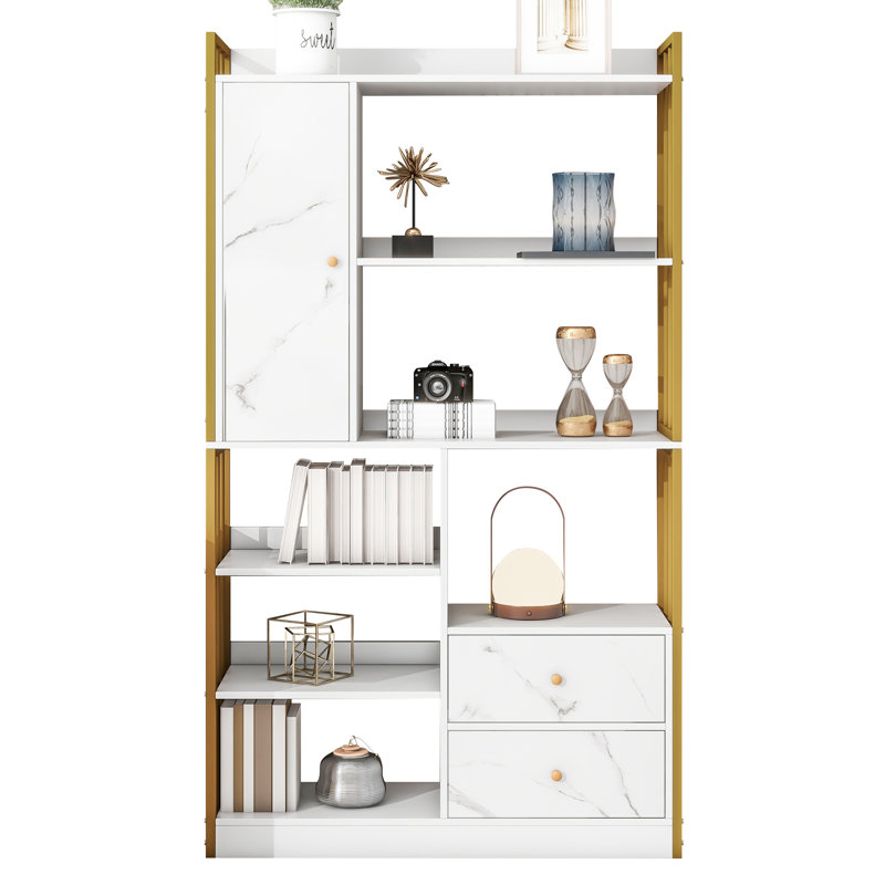 173cm H x 100cm W Bookcase, White/Gold