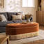 Oval Tufted Bullion Fringe Storage Bench-1599249143
