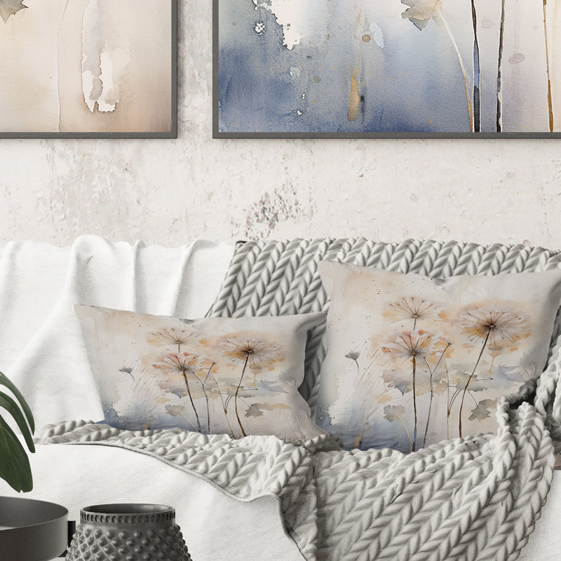 Dandelion Charm In Winter IV - Dandelion Printed Throw Pillow