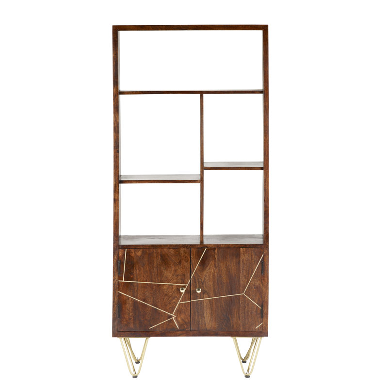 Aanika 180cm H x 80cm W Solid Wood Standard Bookcase, Walnut