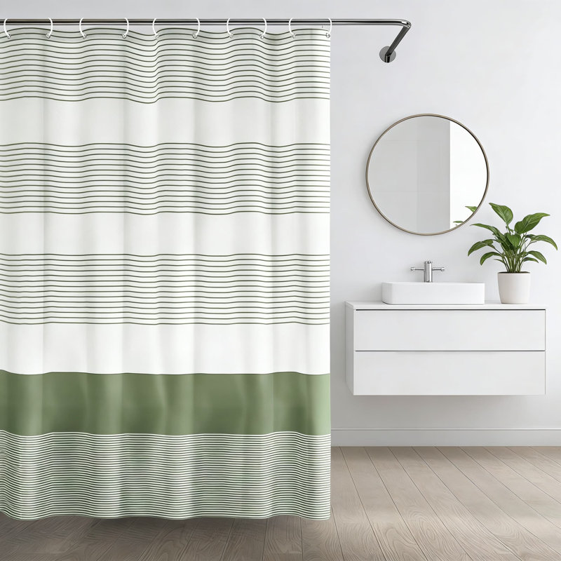 Rideau de douche avec pampilles, mélange de coton, rayures douces pour le décor de la salle de bain, 72 po x 72 po, lavable à la machine