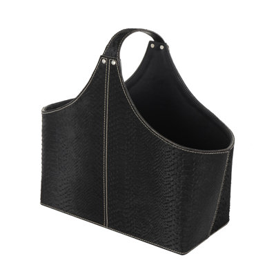 Cole And Grey Leather Handmade Box Style Single Slot Magazine Holder With Detail Stitching And Curved Buckle Handles