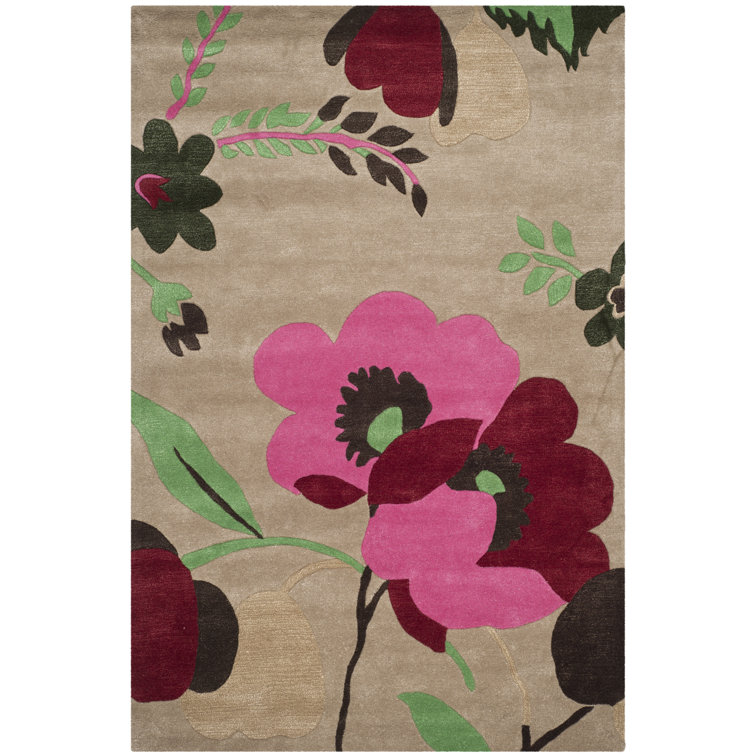 Mccullough Hand Tufted Wool Floral Rug