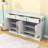 Sleek Wood Sideboard Buffet Cabinet with Adjustable Shelf, 3 Drawers, 4 Doors and Open Storage-1618603792