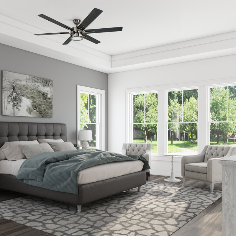 Kaliza 56" Ceiling Fan with LED Light, Gun Metal