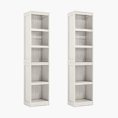 Bibliothèque moderne à 5 niveaux avec tablettes réglables Patrick - ensemble de 2