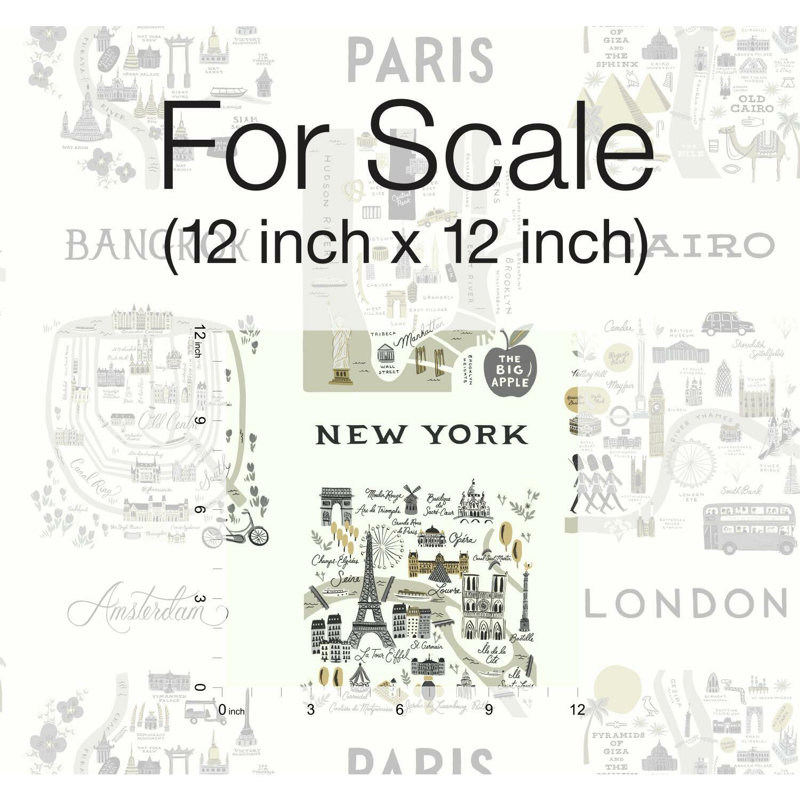 Rouleau de papier peint City Cartes L 27 pi x l 27 po, Gris/doré