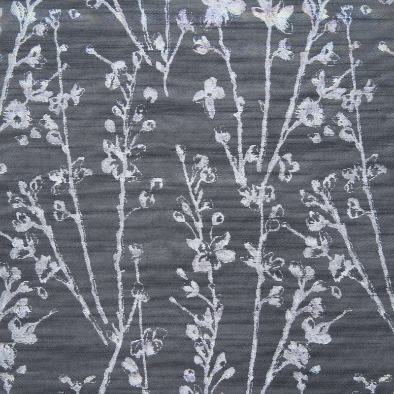 Floral Semi-Sheer Grommet Curtain Panels, 52" W x 84" L, Dark Gray