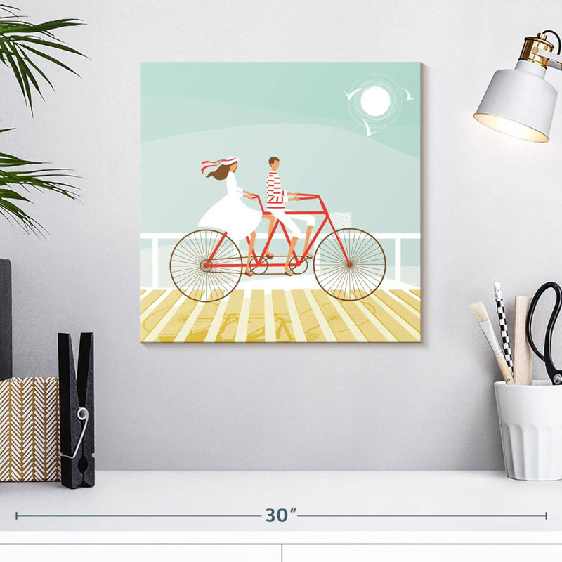 Senne, couple d'été à vélo, H 16 po x l 16 po