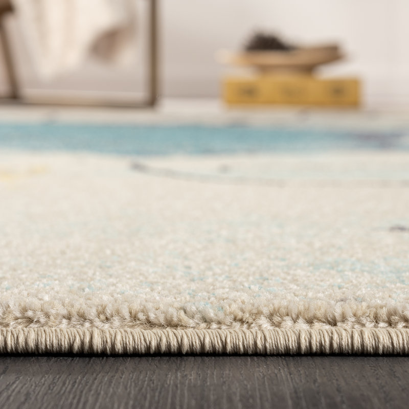 COLORWRKS Abstract Area Rug Ivory/Blue/Yellow/Rust, Rectangle 8'6" x 11'6"