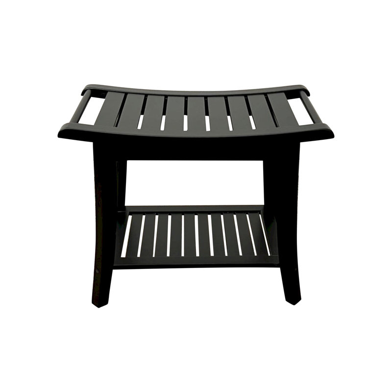 Banc de style spa en bambou l 23,75 po Mitch, Noir mat
