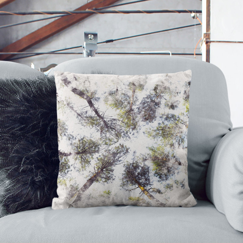Tree Tops Cushion with Filling, Stone, 55cm H x 55cm W x 20cm D