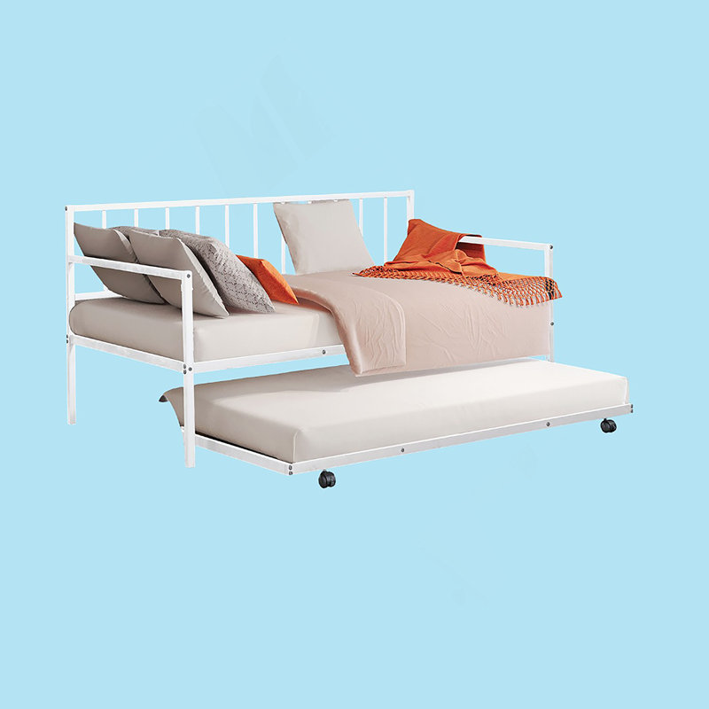 Contemporary Style 1Pc Twin Size Metal Daybed With Trundle Mattress Ready Full Metal Structure Black Finish, Black