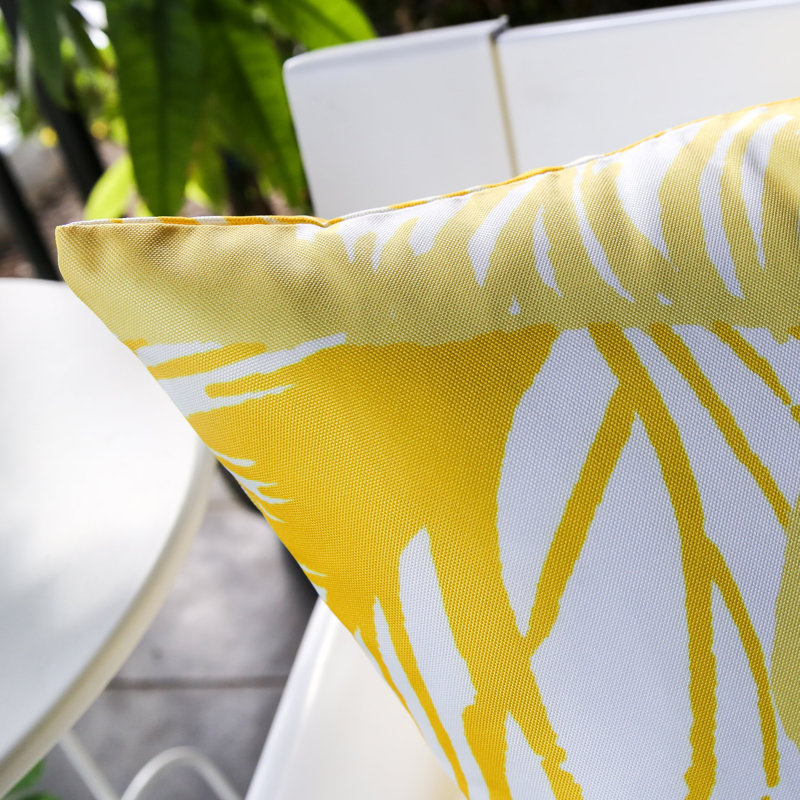 Floral Outdoor Throw Pillow, 20" x 20", Yellow