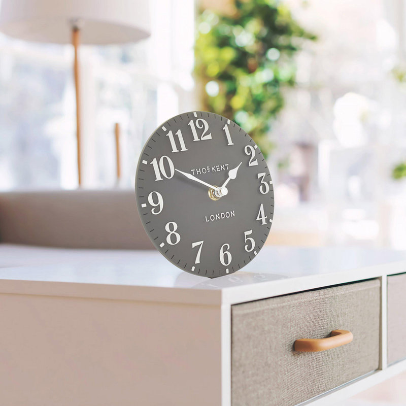 Modern & Contemporary Analogue Quartz Movement / Crystal Tabletop Clock, Dolphin Grey