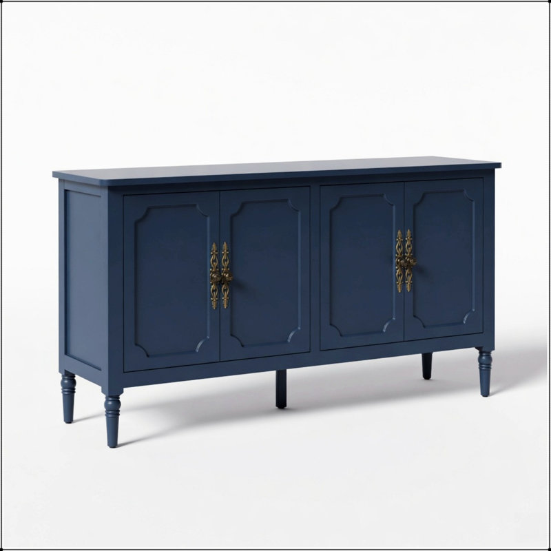 Buffet rétro bleu avec tablettes réglables pour un rangement polyvalent et une décoration intérieure élégante