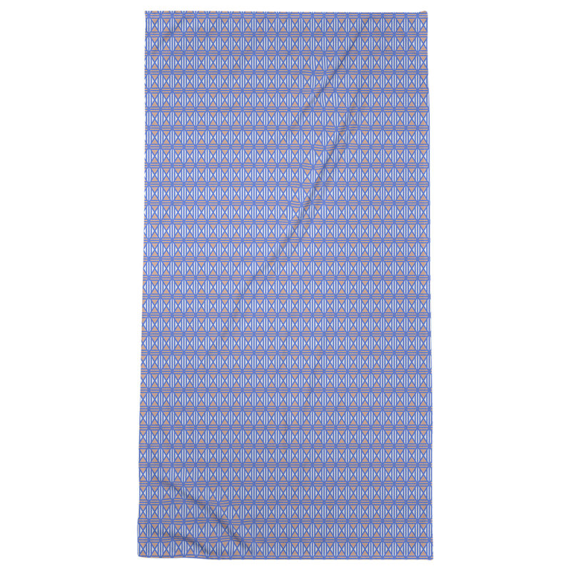 Serviette de bain à losanges, Bleu/orange