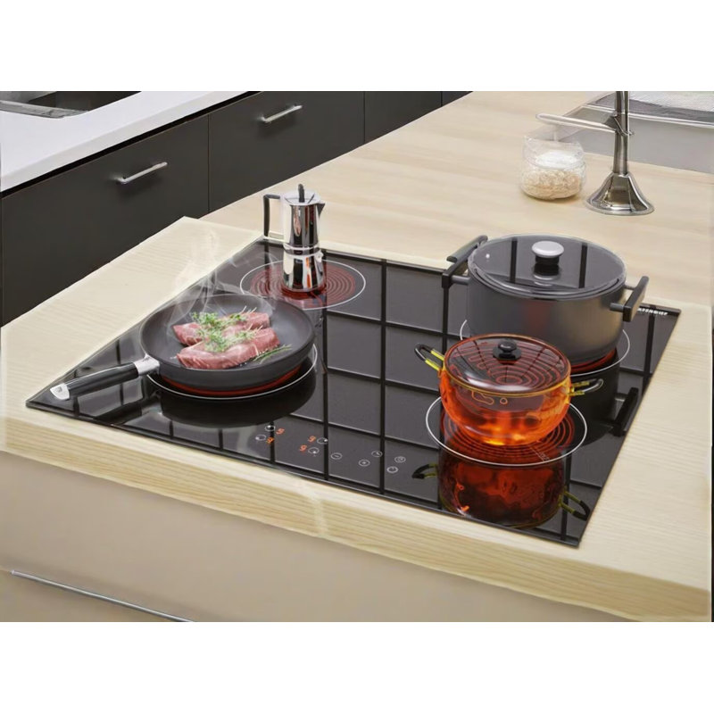 Karinear 4 Burner Electric Cooktop 24 Inch 6000W 9-Level Power