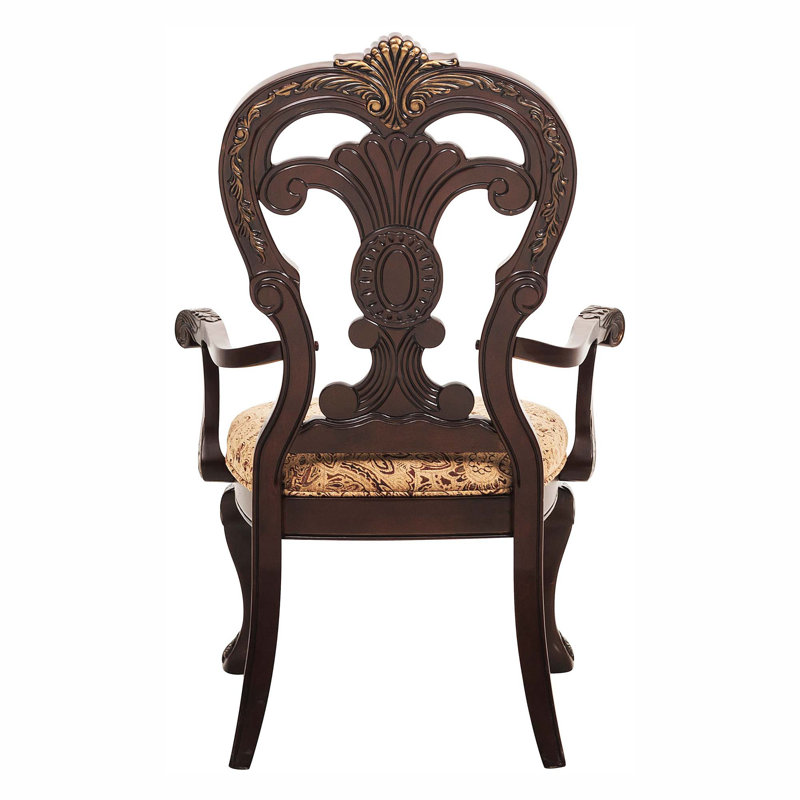 Ensemble de 2 fauteuils traditionnels avec revêtement en tissu