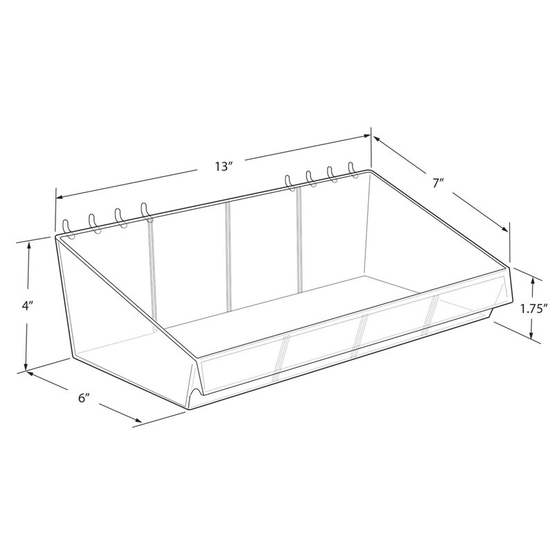 13 Inch Wide x 7 Inch Deep Divider Tray for Pegboard or Slatwall with Removable Dividers Included, 4-Pack