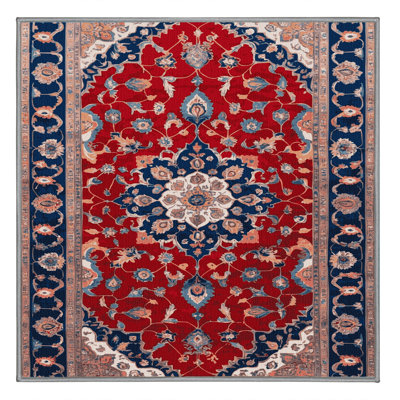 Machine Washable Tabriz Brown Area Rug