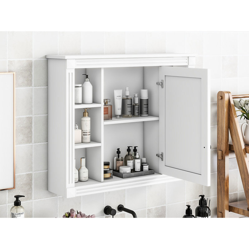 Modern Bathroom Wall Mounted Cabinet, 35'' X 28'', Ample Storage, Stylish Appeal, White