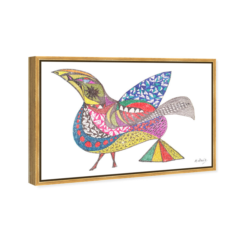 Manuel Roman - Bird Graphic Art Canvas, 31"H x 46"W, Gold Floater Frame