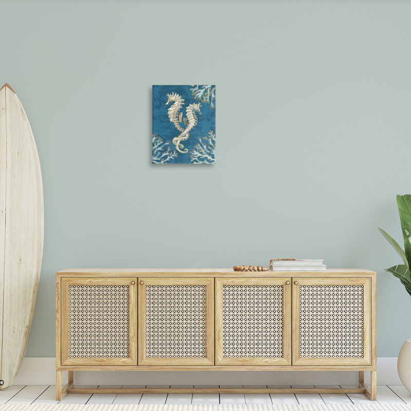 Hippocampes entrelacés, Playa Sealife par Paul Brent - impression sur toile tendue, H 20 po x l 16 po x P 1,5 po