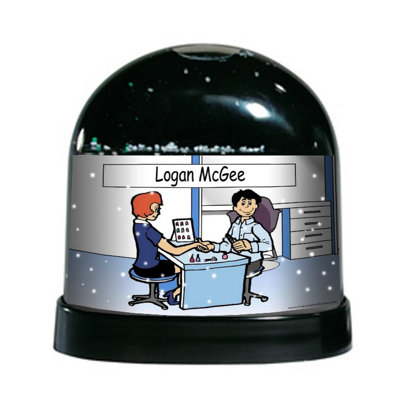 NTT Cartoon Caricature Male Manicurist Snow Globe
