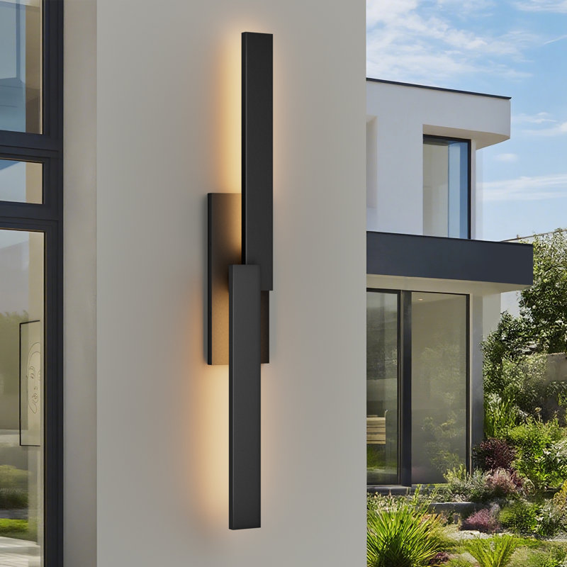 Applique murale d'extérieur 39,3 "à DEL à intensité variable en fer noir, H 39,3 po x l 5,5 po x P 3 po