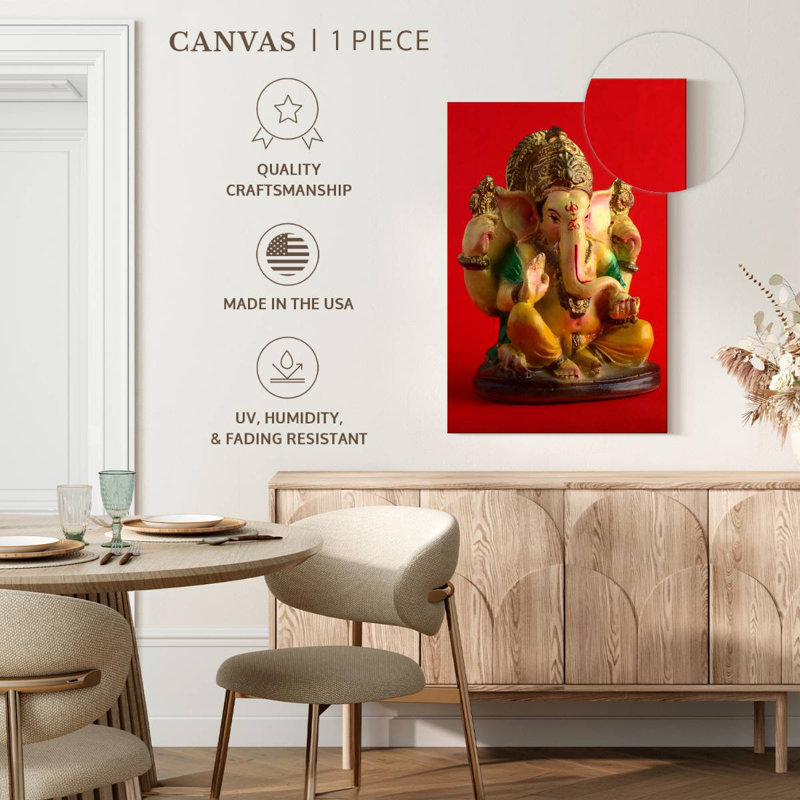 Ganesha sur rouge, H 24 po x l 16 po