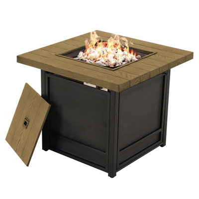 Owensby Square Steel Propane Smokeless Fire Pit Table with Hidden Fuel Tank