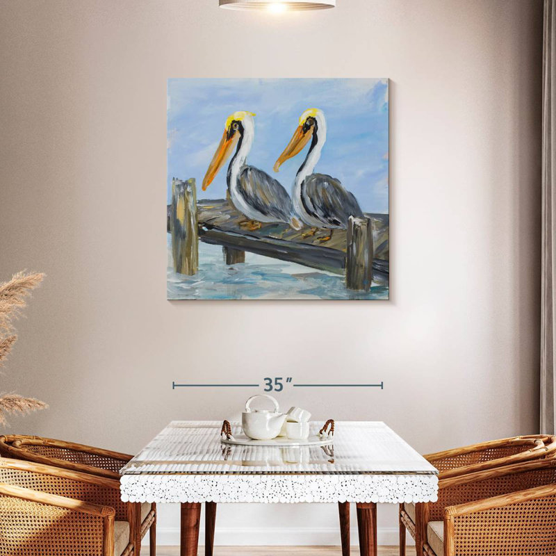 Brampt Pelicans On Deck, 36" H x 36" W
