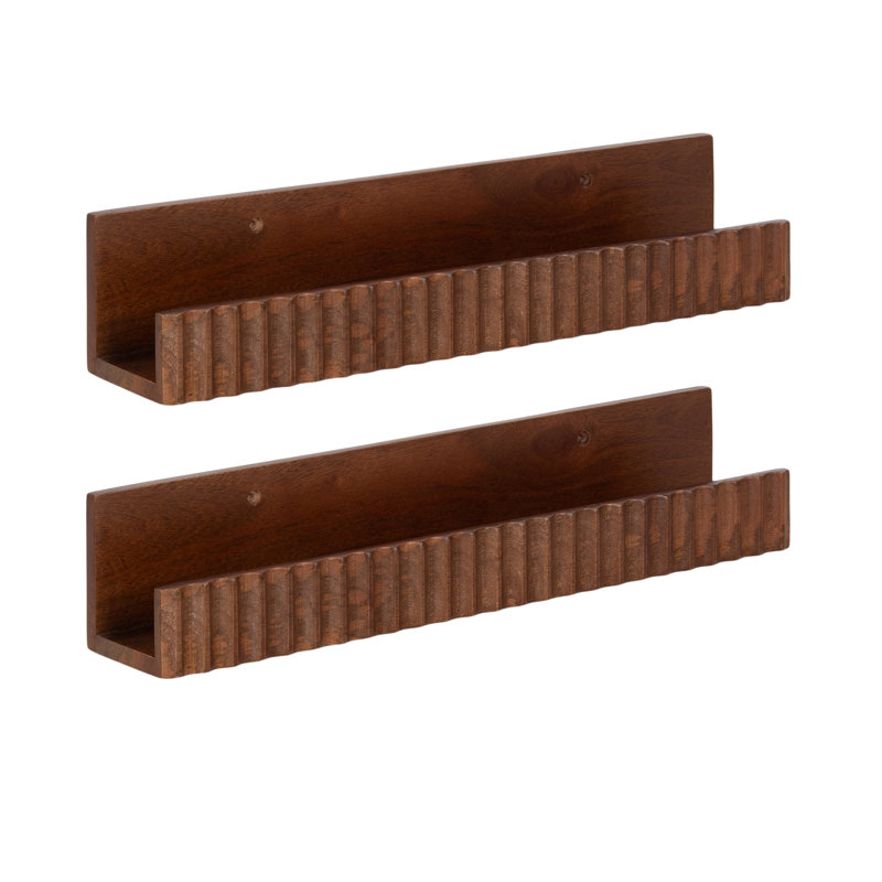 Ensemble de tablettes à corniche deux pièces Furrow, Walnut Brown