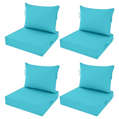 Fade Resistant Outdoor Chair Cushions Set Of 4, 22X22 Deep Seat Patio Cushions, 28D High Resilience Foam Replacement Patio Chair Cushions Set Of 4 With Removable Cover For Sofa, Adirondack Chair, Sectional,Lake Blue