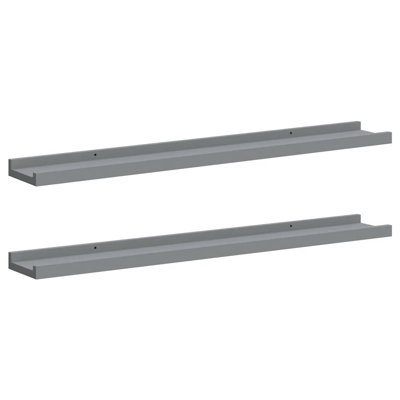 Frame Ledge Shelf Set of 2 Gray Lacquered MDF 31.5 in Long Floating Display Shelves