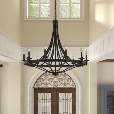 Mattheo 12 - Light Steel Dimmable Candle Style Wagon Wheel Chandelier UL Certified