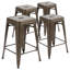 Tabouret à hauteur de comptoir 24 po intérieur / extérieur en métal avec siège carré-1292562122-1214741086-1292562119